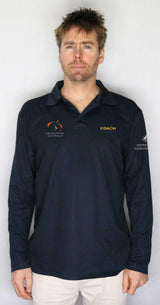 EA Coach Cotton Backed Breathable Polyester Long Sleeve Polo Shirt