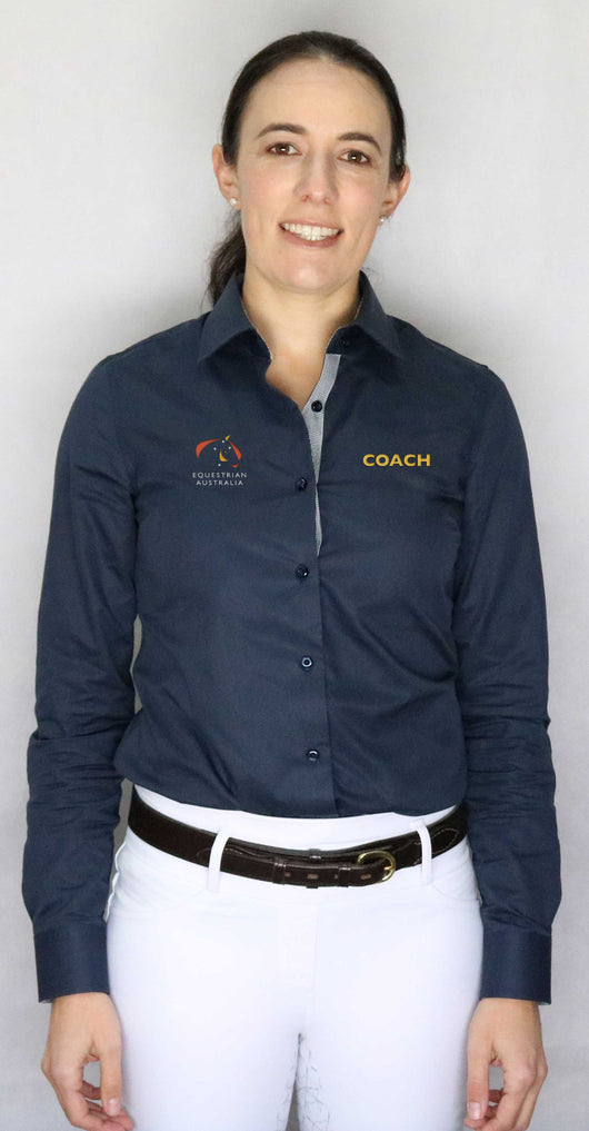 EA Coach 100% Cotton Navy Long Sleeve Business Shirt