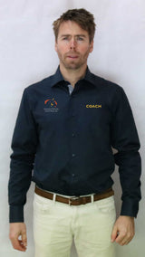 EA Coach 100% Cotton Navy Long Sleeve Business Shirt