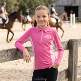 Kim Durante Long Sleeve Zip Dark Pink Polo Shirt