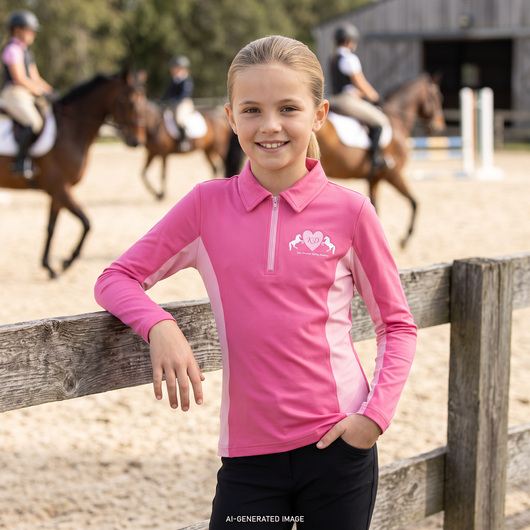 Kim Durante Long Sleeve Zip Dark Pink Polo Shirt