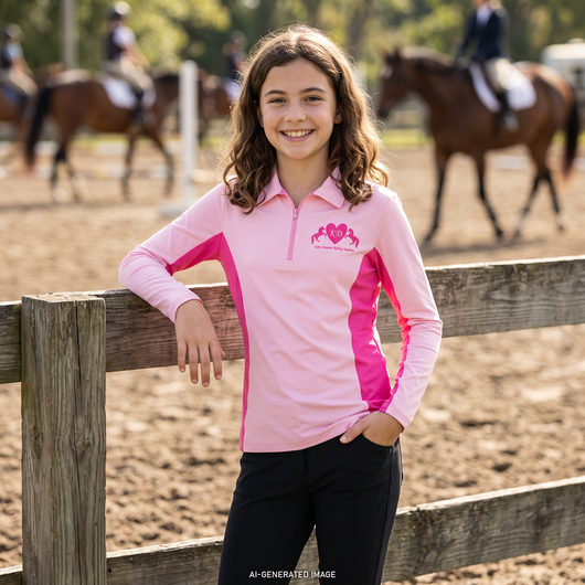Kim Durante Long Sleeve Zip Light Pink Polo Shirt