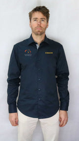 EA Coach 100% Cotton Navy Long Sleeve Business Shirt