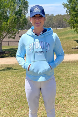 2023 Sydney International Three Day Event Curved Hem Light Blue Hoodie