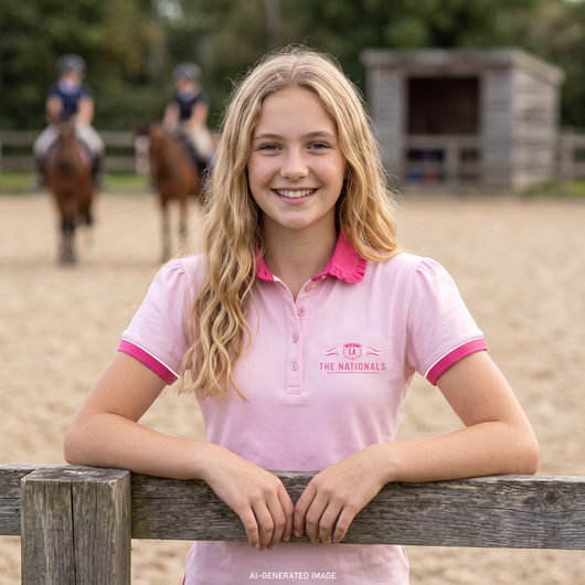 2026 SH Pink Ruffle Sleeve Polo Shirt