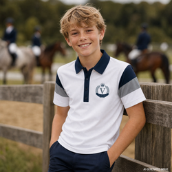 2026 EV Show Horse Team White Short Sleeve Polo Shirt