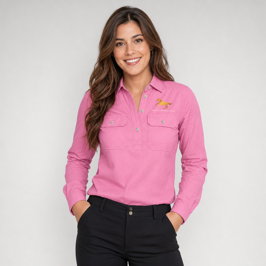 Equimillion Blush Cotton Twill Long Sleeve Shirt