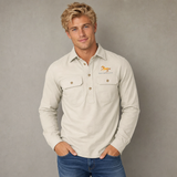 Equimillion Stone Cotton Twill Long Sleeve Shirt