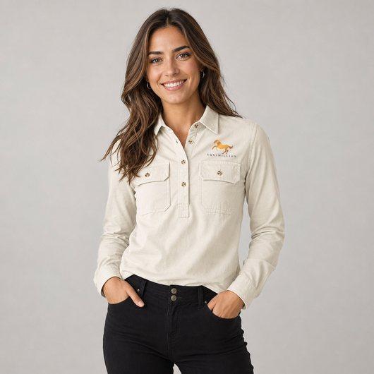 Equimillion Stone Cotton Twill Long Sleeve Shirt