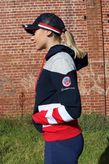 2021 MI3DE Navy Red and White Stripe Pullover Hoodie